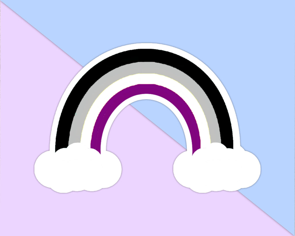 Asexual Rainbow with Clouds Sticker - Weatherproof Vinyl - LGBTQ+ Pride