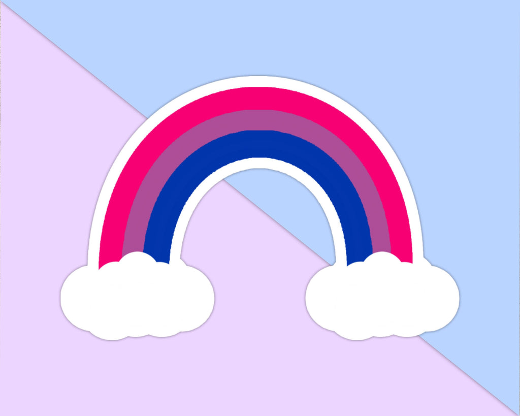 Bisexual Rainbow with Clouds Sticker - Weatherproof Vinyl - LGBTQ+ Pride