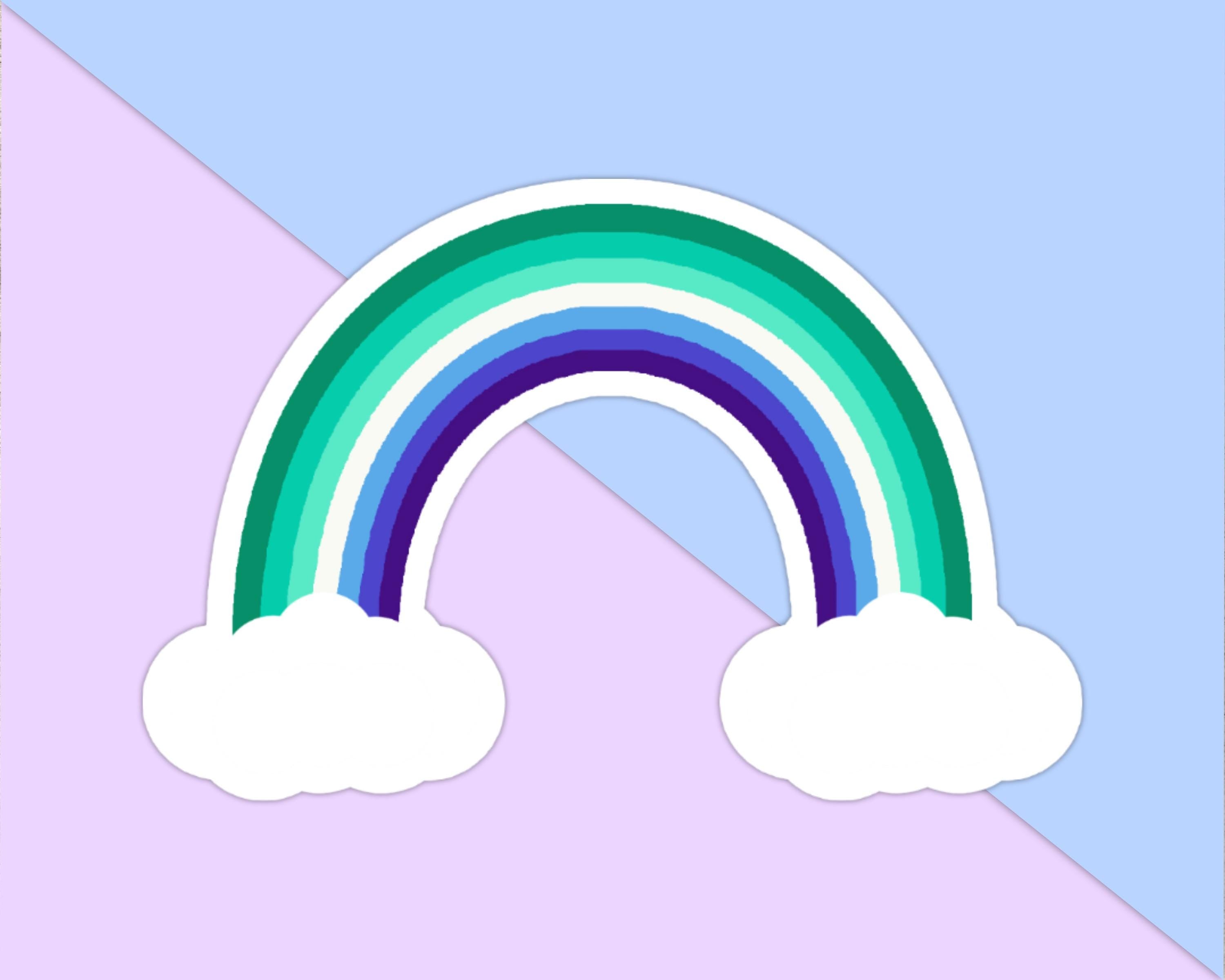 Gay Male Rainbow with Clouds Sticker - Weatherproof Vinyl - LGBTQ+ Pride