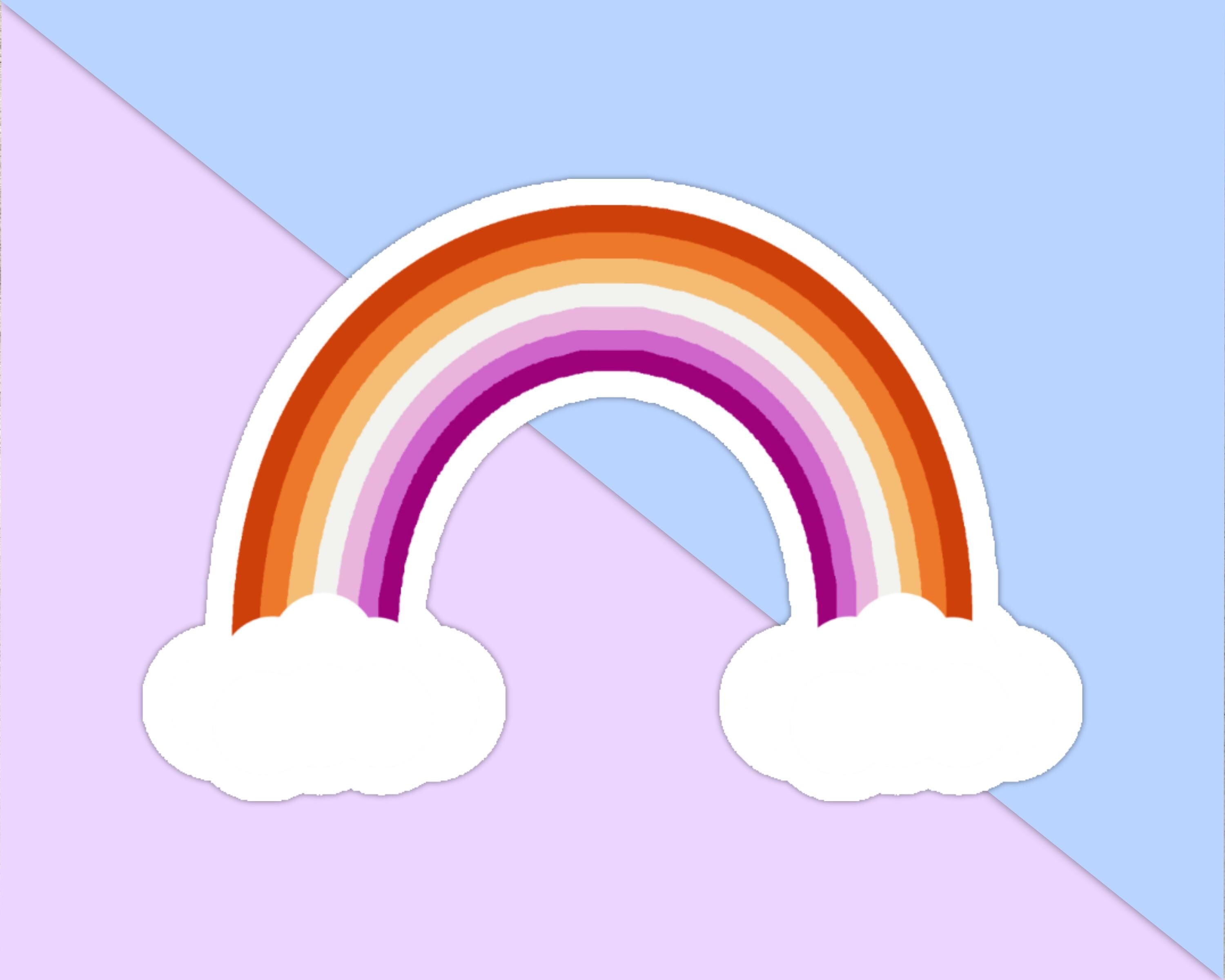Lesbian Rainbow with Clouds Sticker - Weatherproof Vinyl - LGBTQ+ Pride