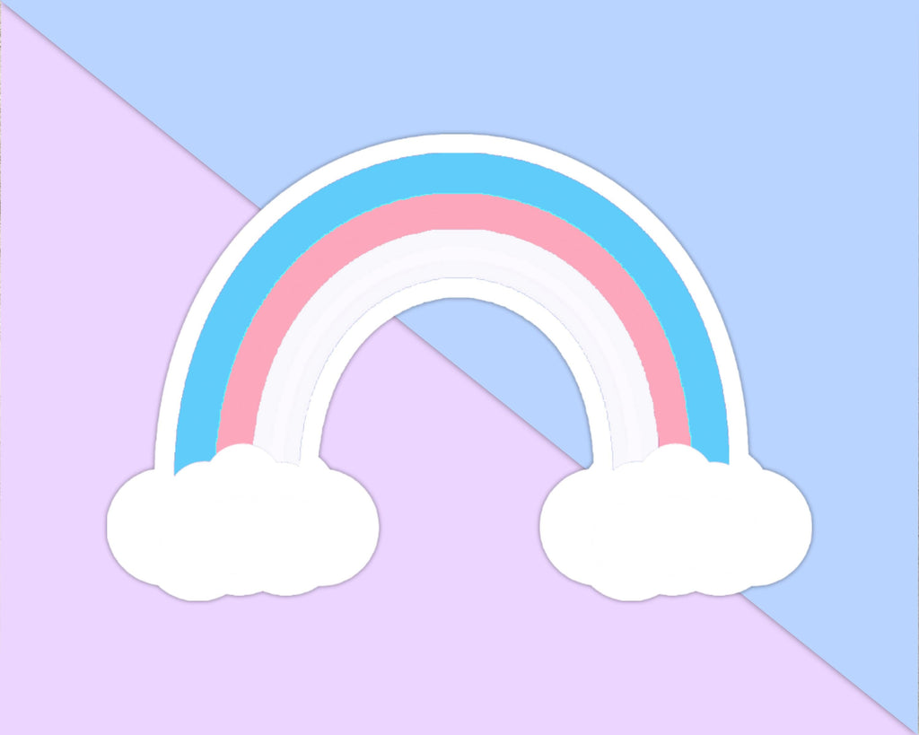 Transgender Rainbow Sticker with Clouds