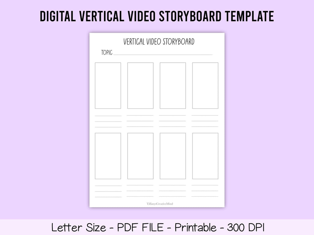 Storyboard Template for Vertical Video: PDF File