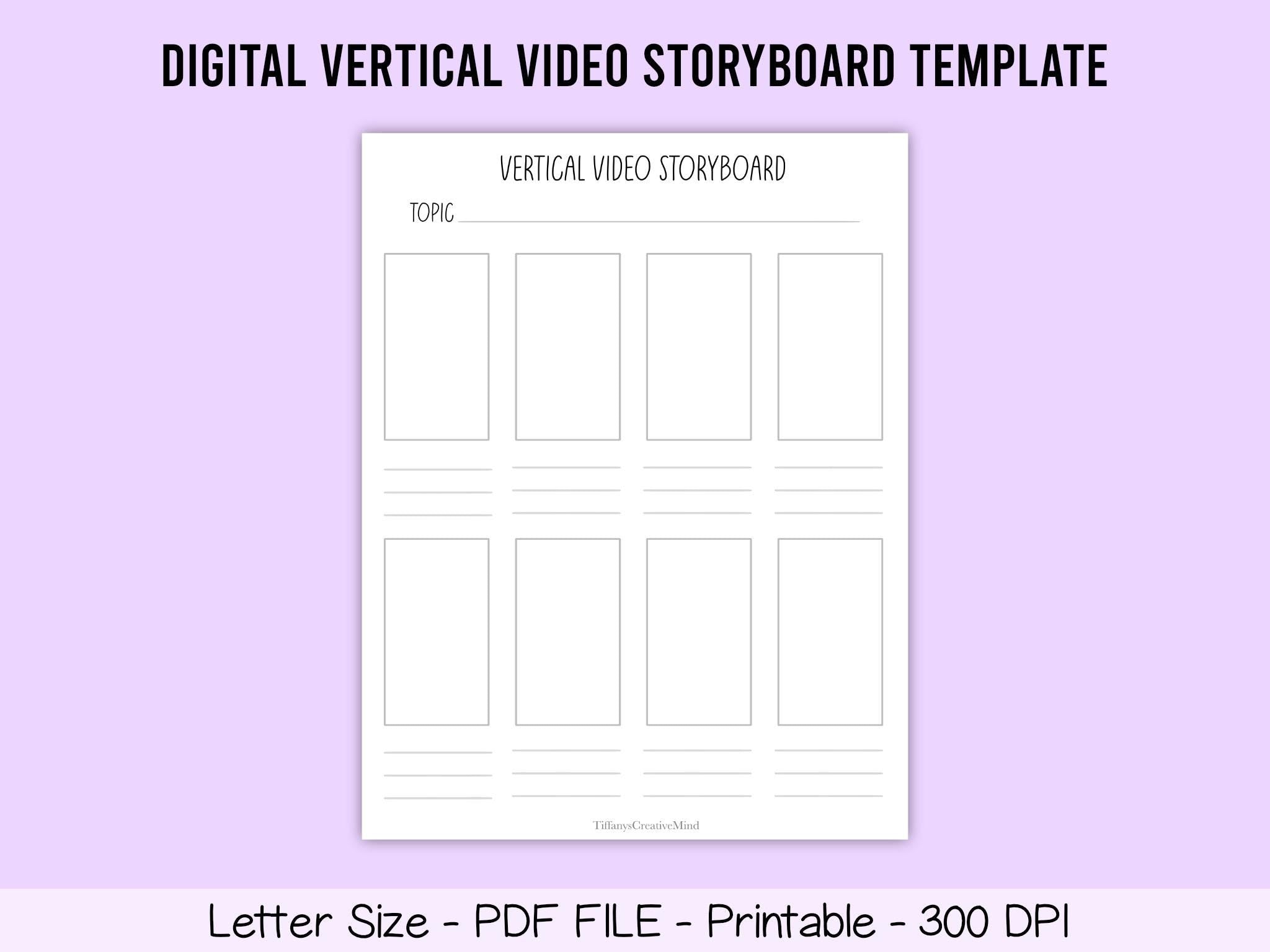 Storyboard Template for Vertical Video: PDF File