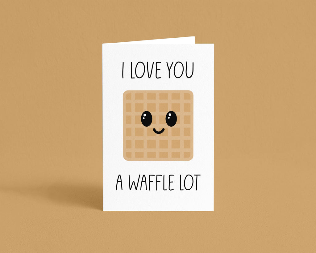 I Love You a Waffle Lot Greeting Card: Punny - Handmade Kraft Envelope