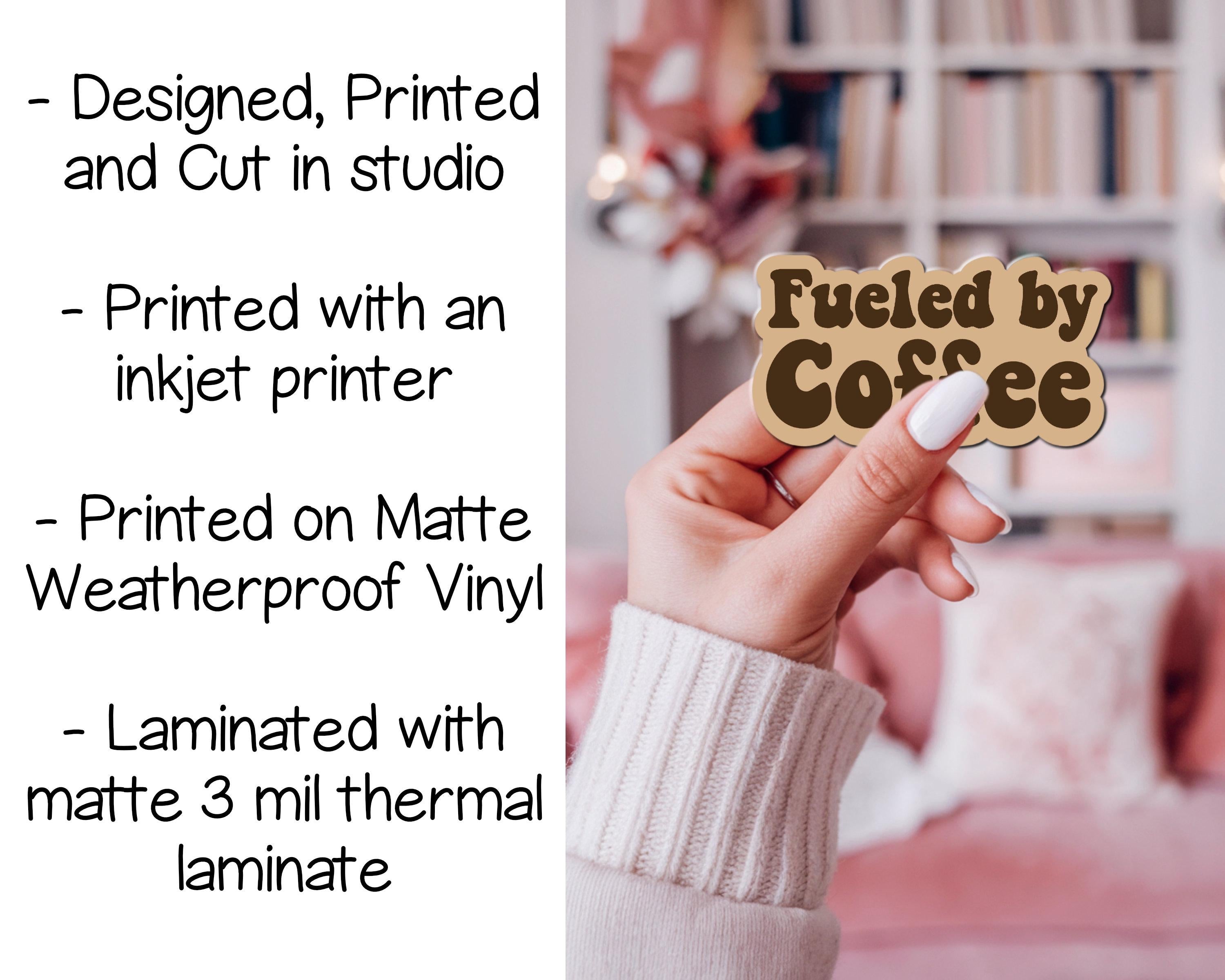 Fueled by Coffee 3.5-inch Matte Laminated Sticker