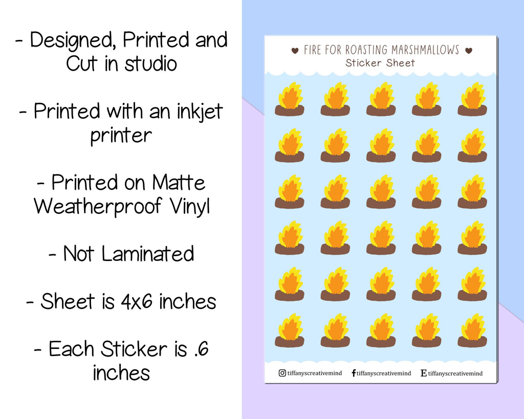 Fire for Roasting Marshmallows 4x6 inch Sticker Sheet