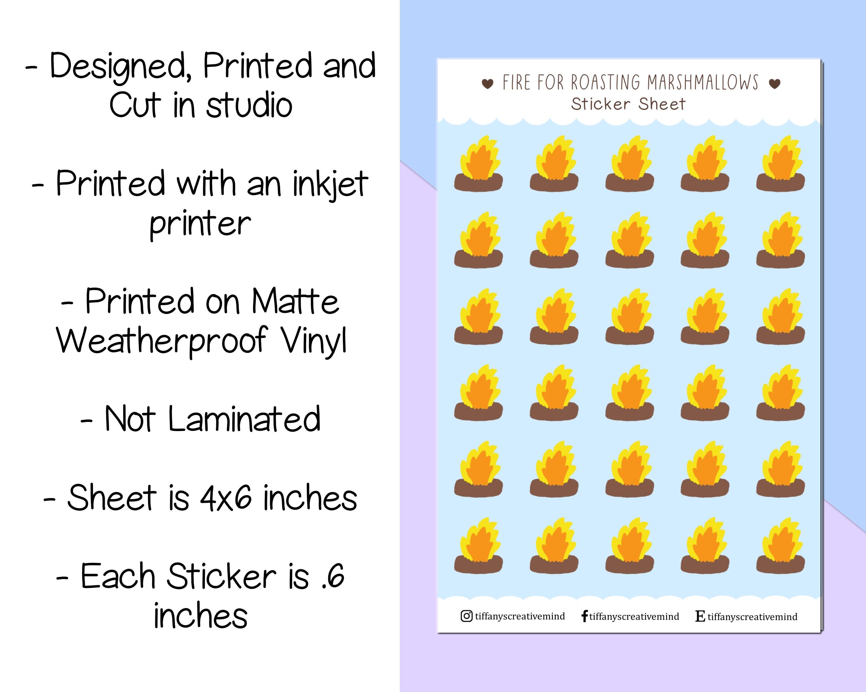 Fire for Roasting Marshmallows 4x6 inch Sticker Sheet