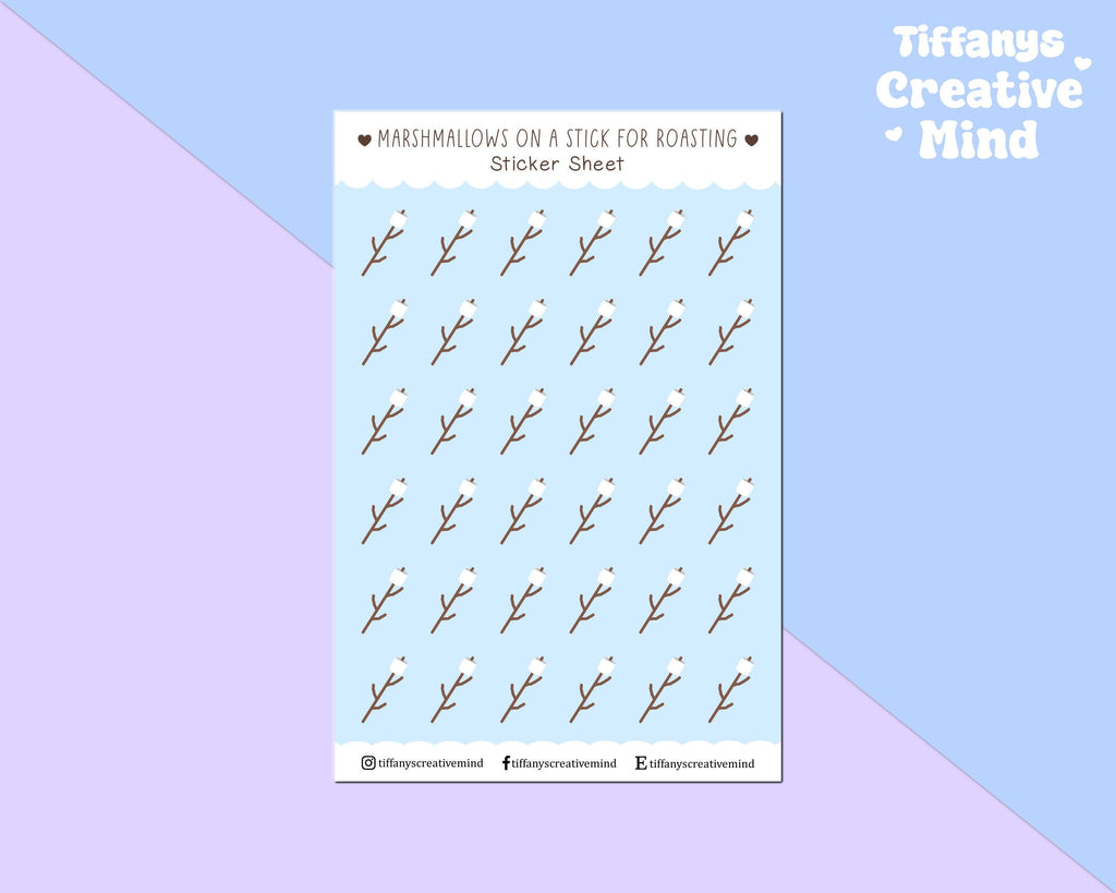 Marshmallows on a Stick for Roasting 4x6 inch Sticker Sheet