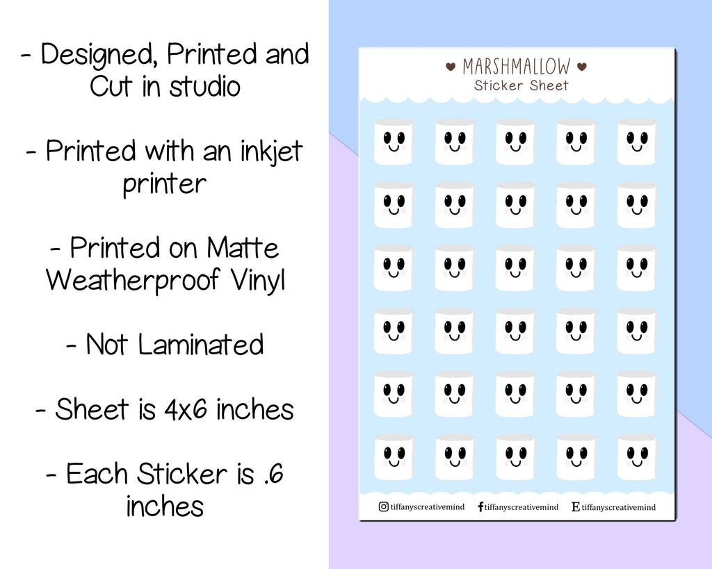 Marshmallows 4x6 inch Sticker Sheet