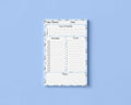 Half Letter Daily Planner Notepad with Schedule Planning: Pastel Blue Donut Pattern