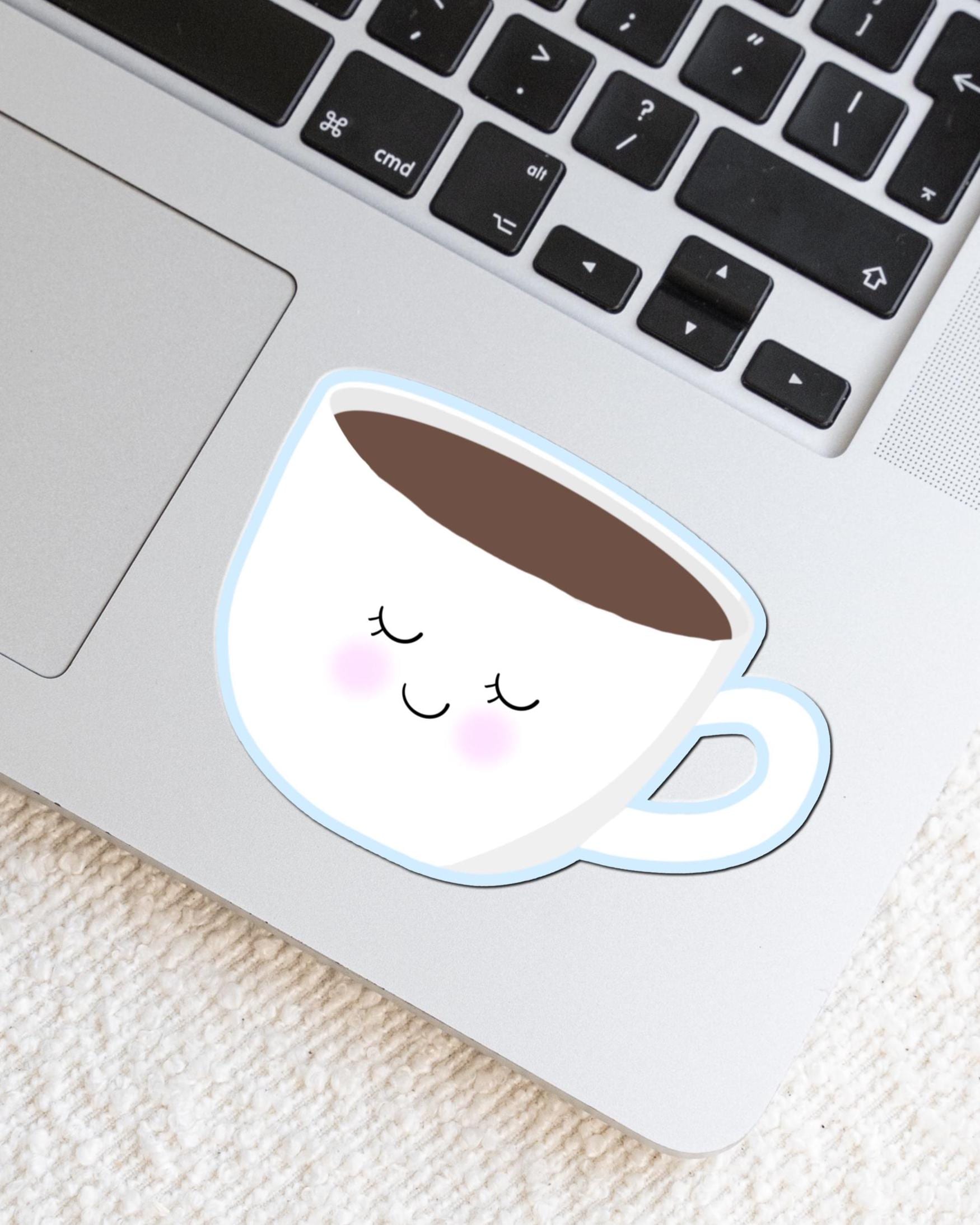 Smiling Espresso Mug Sticker – 3 Inch Matte Vinyl Decal