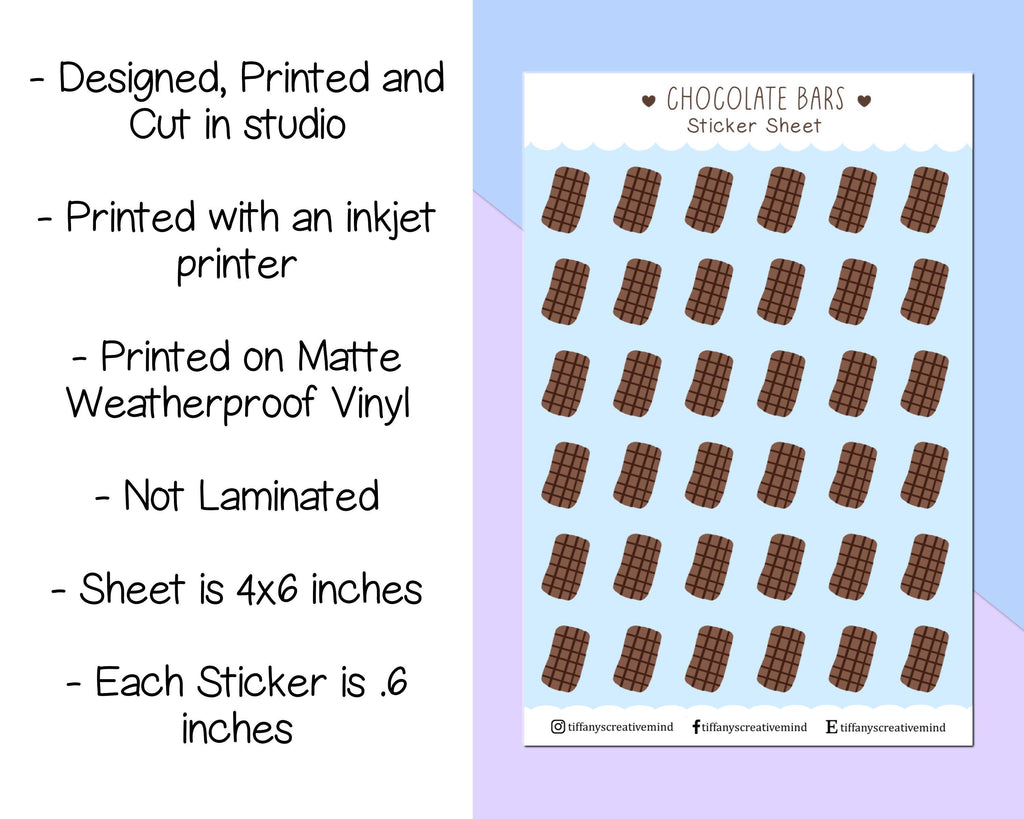 Chocolate Bars 4x6 inch Sticker Sheet