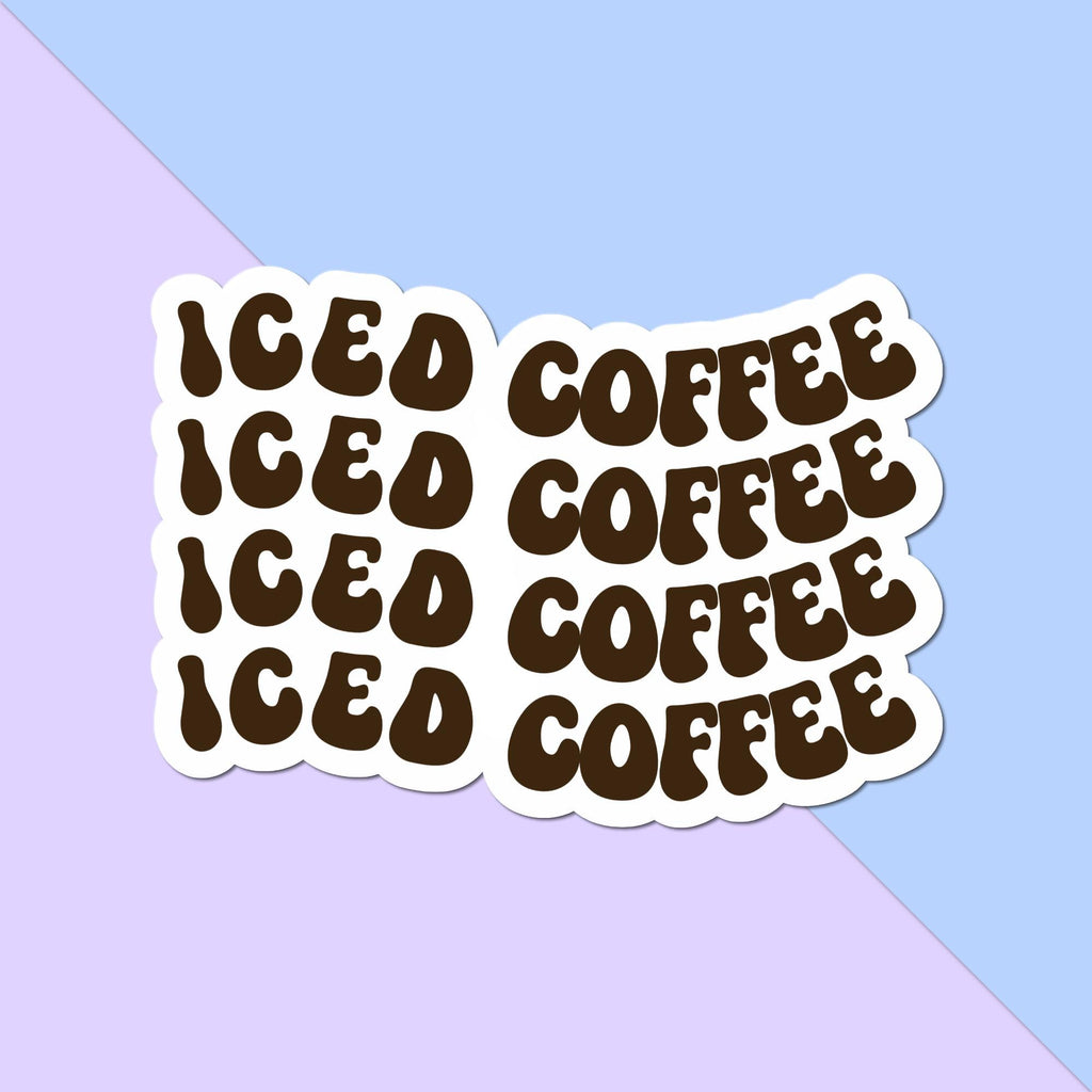 Iced Coffee Wavy Words Glossy Sticker