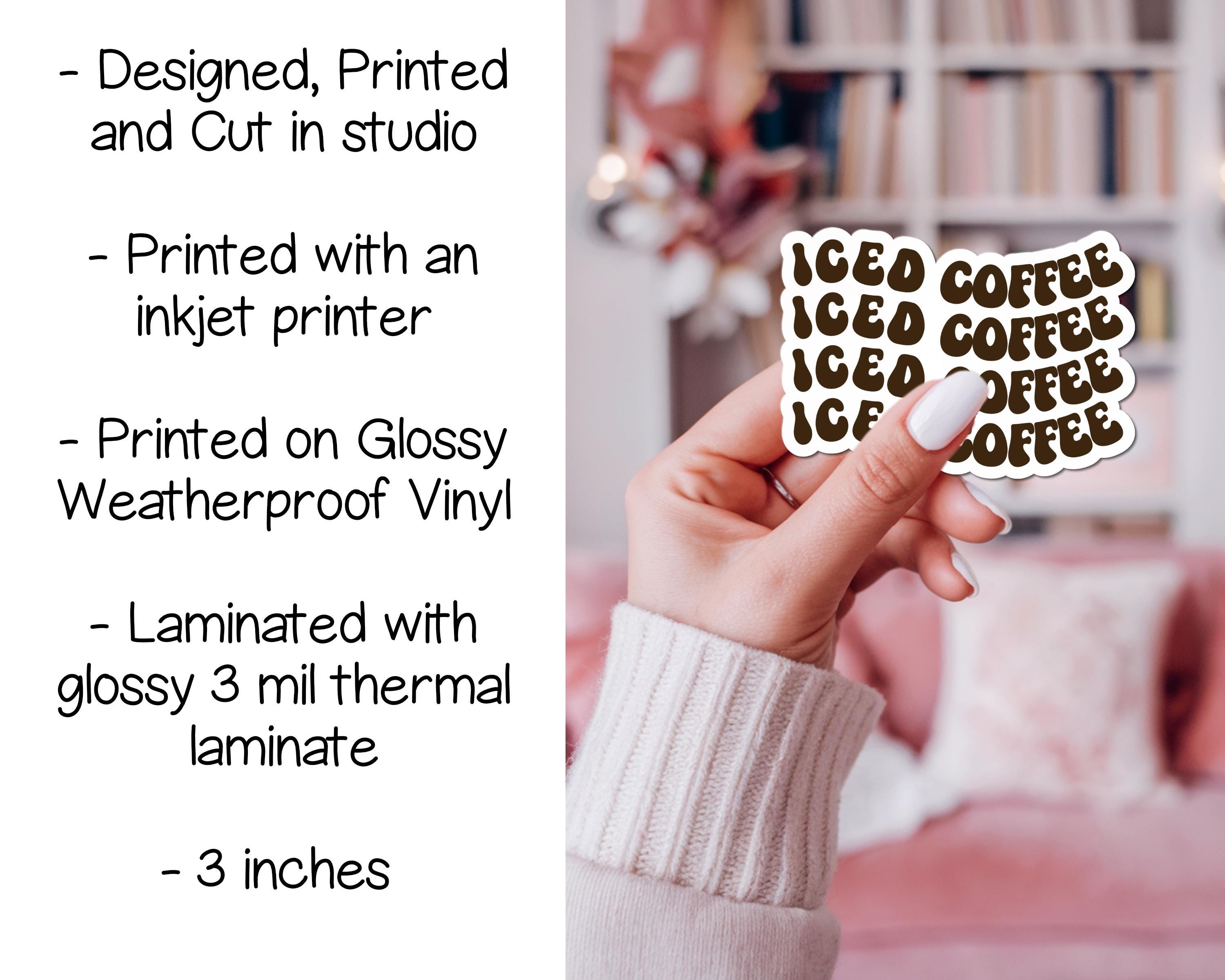 Iced Coffee Wavy Words Glossy Sticker