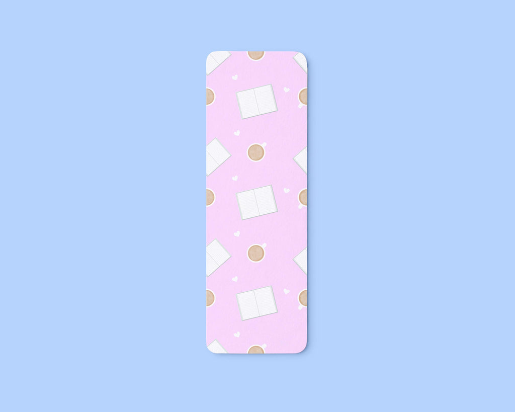 Coffee and a Good Book Seamless Pattern Double-Sided Bookmark