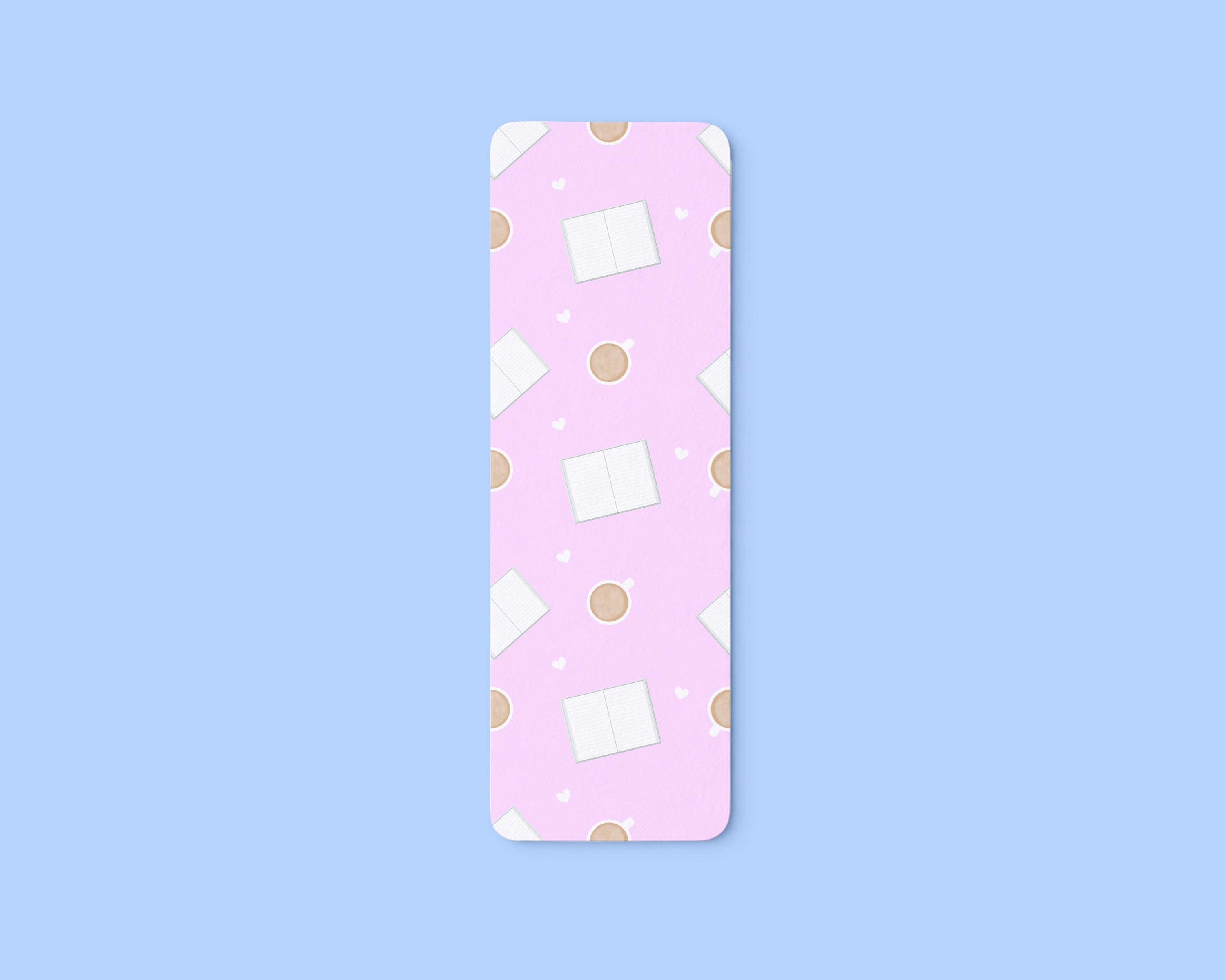 Coffee and a Good Book Seamless Pattern Double-Sided Bookmark