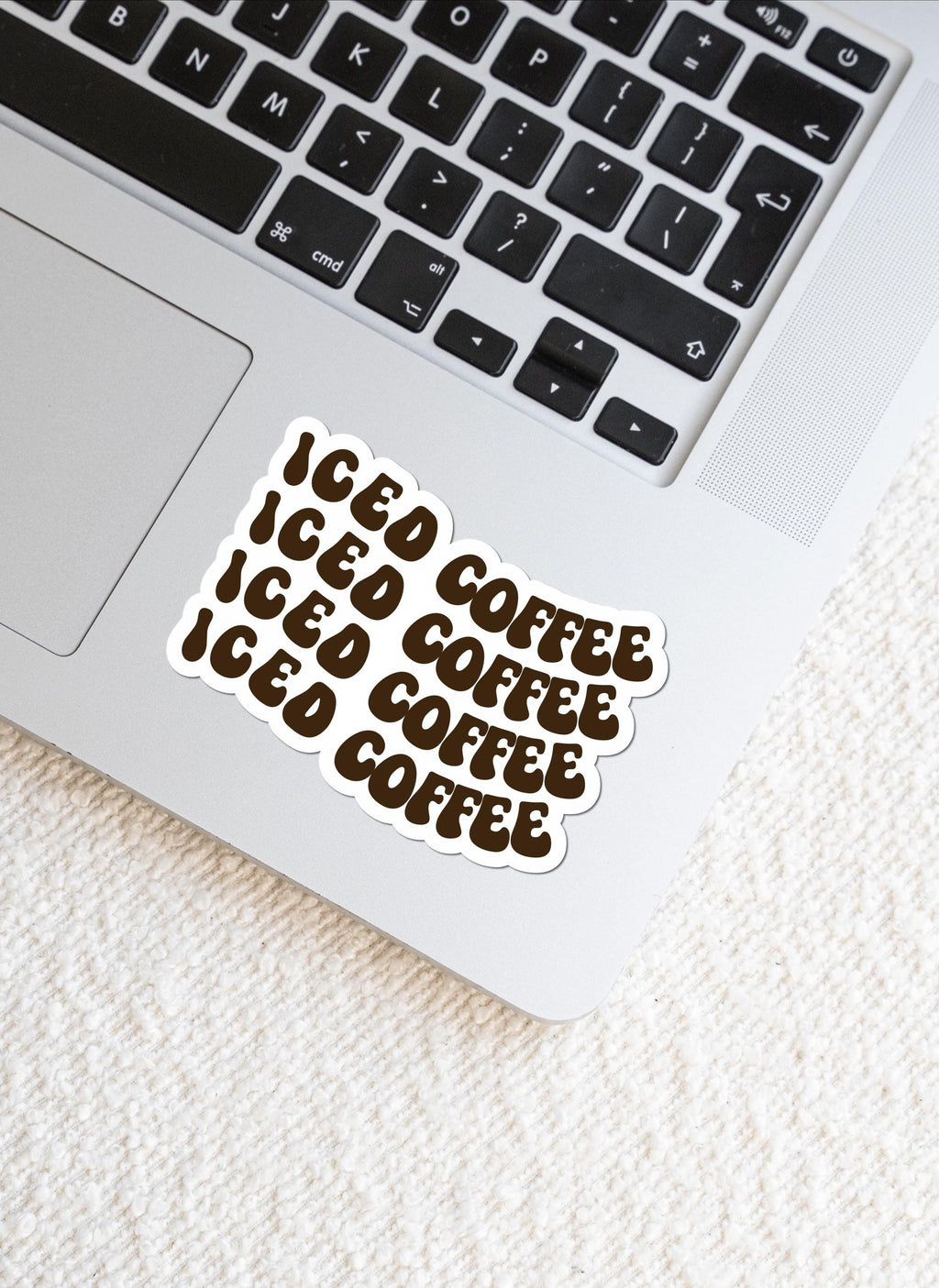 Iced Coffee Wavy Words Glossy Sticker