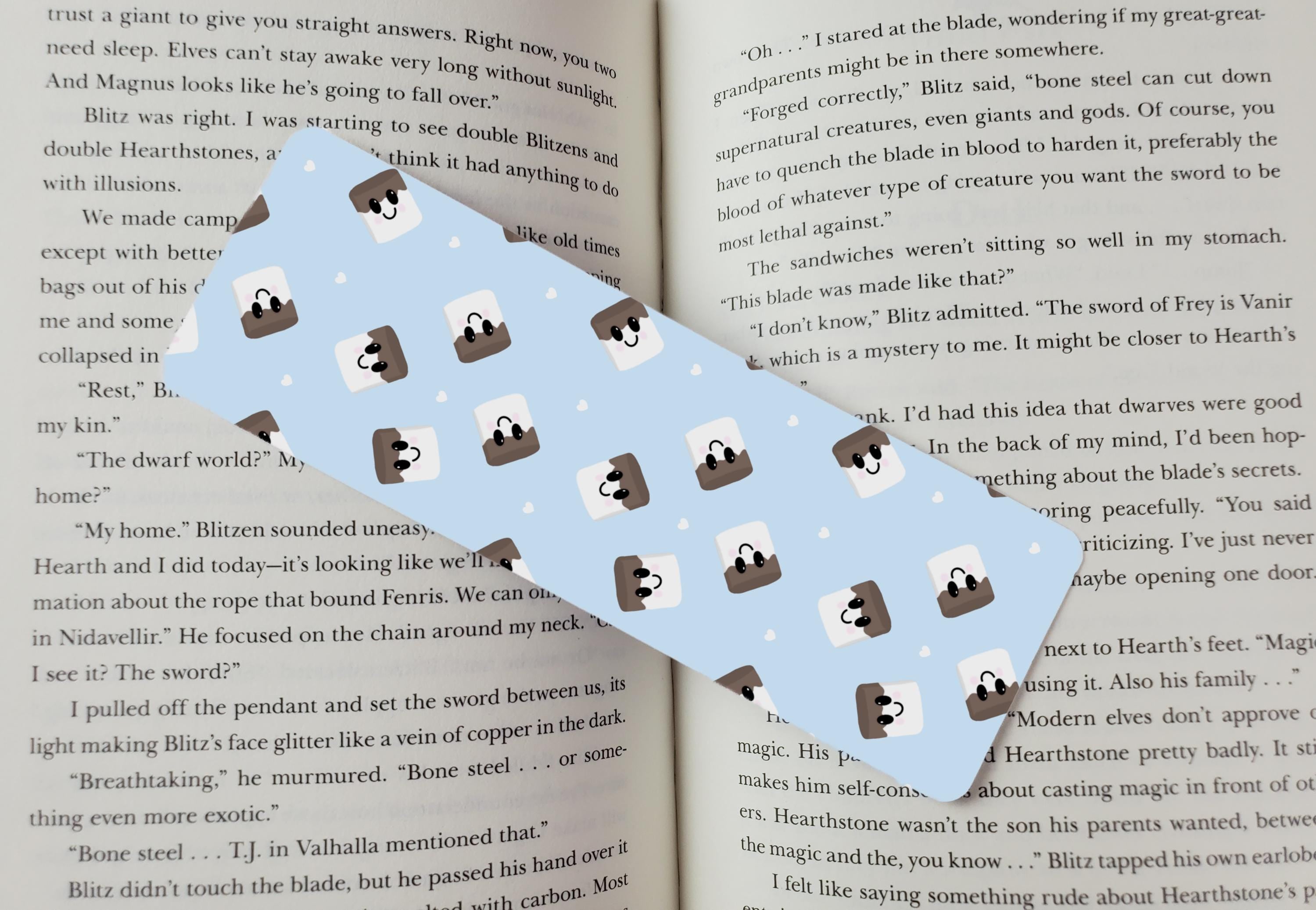 Chocolate Covered Marshmallow Seamless Pattern Double-Sided Bookmark