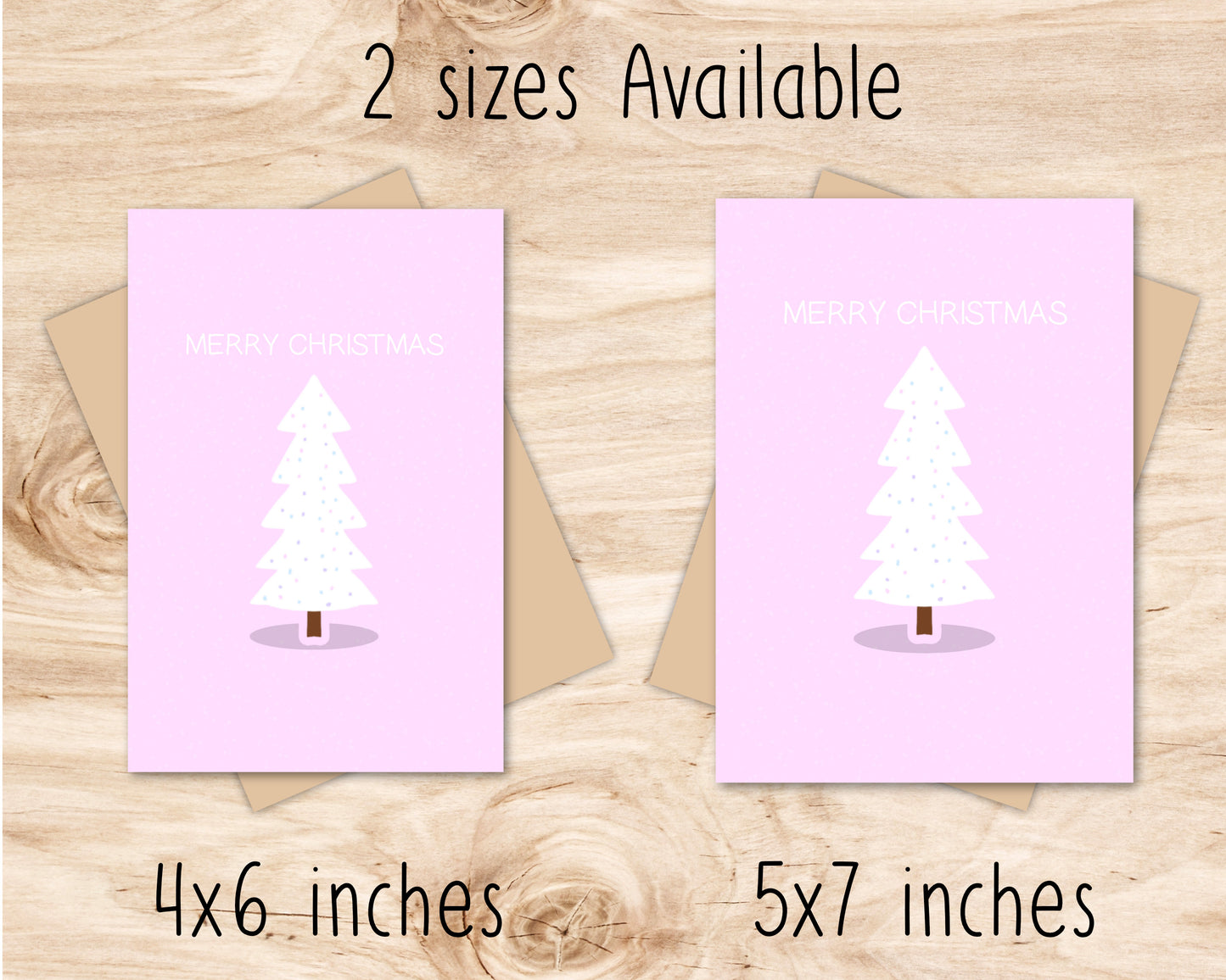 Merry Christmas Pastel Pink Simple Christmas Tree Greeting Card