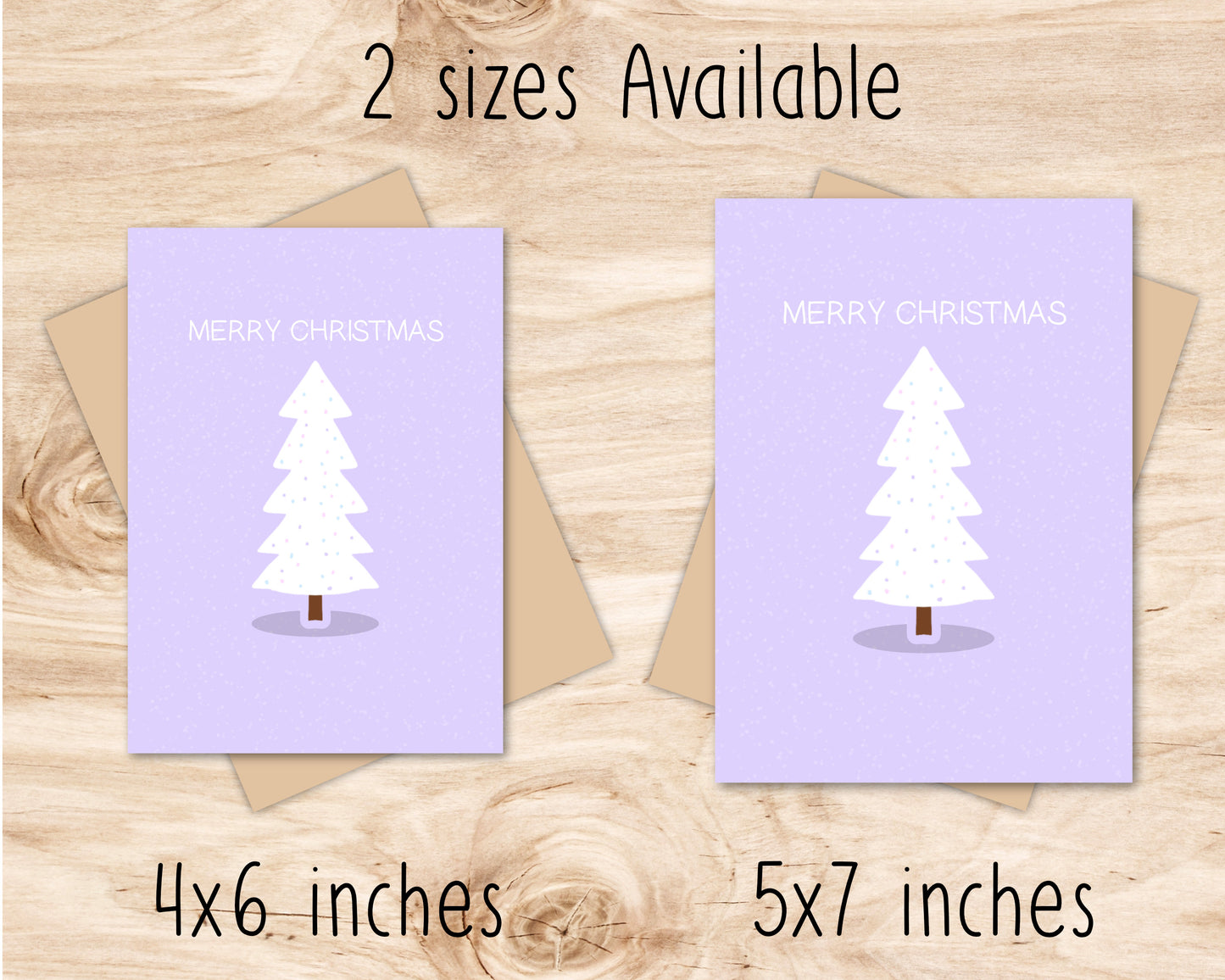 Merry Christmas Pastel Purple Simple Christmas Tree Greeting Card